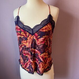 Love Stitch Purple Red Lace Trim Cami Top Ferns Small‎
